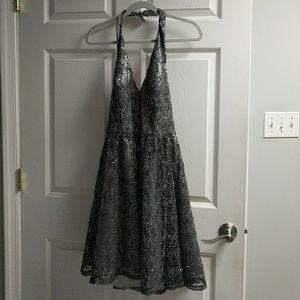 Silver halter dress
